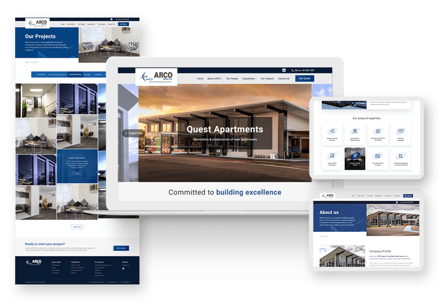 Kraspod created the website for construction company ARCO to present their services